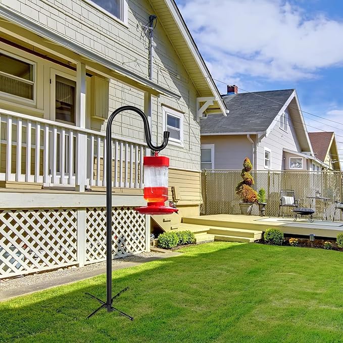 Shepherd Hooks for Outdoor, ToyHotels 1 Pack 78 Inch Bird Feeder Pole with 5 Prongs Base for Hanging Lantern, Hummingbird Feeder, Lightweight Plant, Shepherds Hook for Bird Feeders for Outside