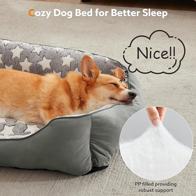 SIWA MARY Dog Bed Medium Size Dog,Waterproof Dog Sofa Beds,Comfort Dog Beds for Medium Dogs with Non-Slip Botttom,S Plus(25"x21"x8") Dark Grey