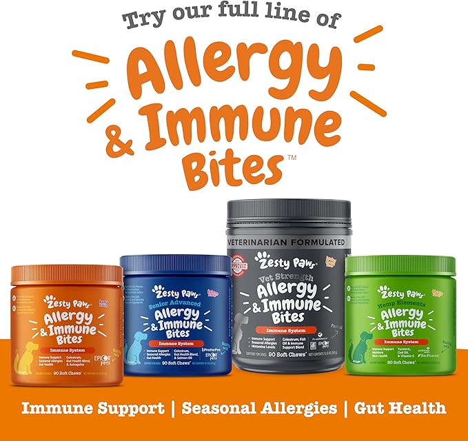 Zesty Paws Dog Allergy Relief- Dog Itching Skin Relief- Dog Probiotics for Itchy Skin and Itchy Ears- Dog Allergy Paw Relief- Dog Allergy Chews- Dog Itch Relief - Dog Skin Allergy Relief - PB - 90ct