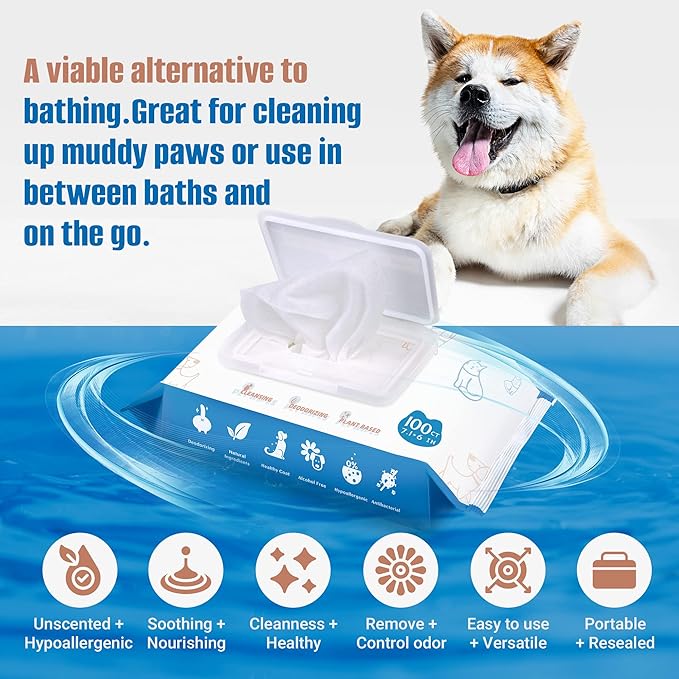 Dog Wipes for Paws and Butt - 600count/6packs Pet Wipes for Dogs and Cats, Puppy Wipes - Dog Grooming Wipes Cleaning Deodorizing - Fragrance Free Dog Face Wipes