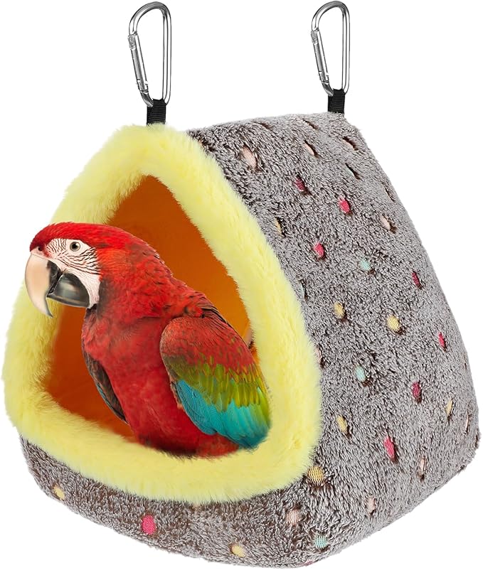 MEWTOGO Large Winter Warm Bird Nest for Cage - Comfortable Birds Bed with Support Plate, Hanging Shed Hideaway Hammock Hut Gift for Macaws African Grey Amazon Parrots