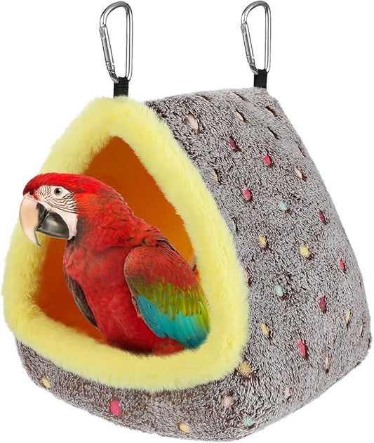 MEWTOGO Large Winter Warm Bird Nest for Cage - Comfortable Birds Bed with Support Plate, Hanging Shed Hideaway Hammock Hut Gift for Macaws African Grey Amazon Parrots