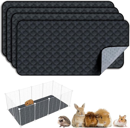 Washable Guinea Pig Cage Liner - 4 Pack Reusable Washable Pee Pads，Waterproof Guinea Pig Bedding for Small Animal - Rabbit Bunny Hamster Puppy (Dark Grey, 24" X 47" - 4 Pack)