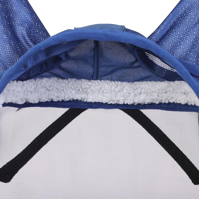 Harrison Howard CareMaster Pro Luminous Horse Fly Mask Large Eye Space Standard with Ears UV Protection for Horse Navy S Pony