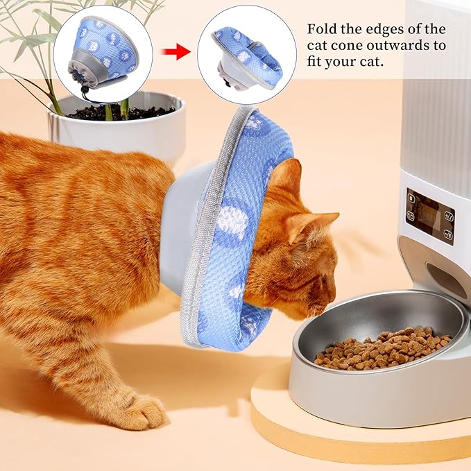 Cat Cone Collar After Surgery Soft to Stop Licking Lightweight Kitten Recovery Collar Comfortable Water Resistant Dogs Collars Adjustable Foldable Elizabethan Collars for Small Large Cats