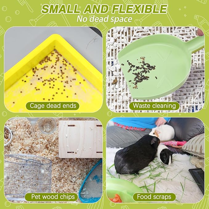 RYPET Pet Cage Cleaning Tool-Small Broom and Dustpan Set, Mini Dustpan and Whisk Brush Set for Guinea Pig Chinchilla Hamster Ferret Hedgehog Rabbit Reptile, Cage Cleaner for Small Animal Waste Green