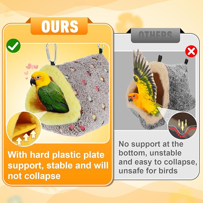 MEWTOGO Medium Winter Warm Bird Nest for Cage - Comfortable Birds Bed with Support Plate, Hanging Shed Hideaway Hammock Hut Gift for Macaws African Grey Amazon Parrots