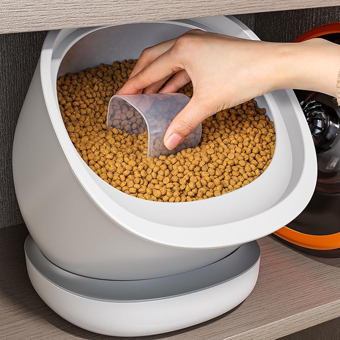 CTIME Airtight Cat Food Container for Small Dog Bird Pet Treats & Dry Food -6 lb(White)