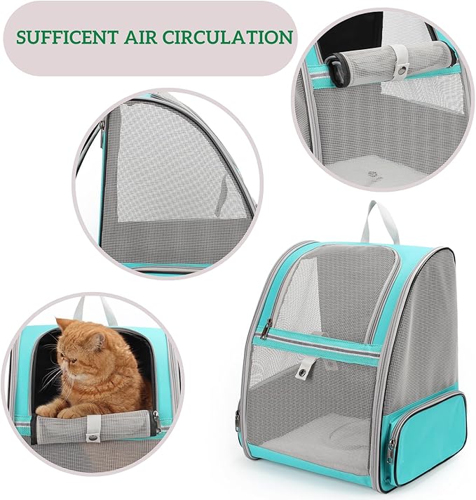 Lollimeow Cat Backpack Carrier, Ideal for Small Animals & Puppies, Airline Approved,Safe for Travel, Hiking, Vet Transport & Outdoor Use Fully Ventilated Design for Ultimate Comfort On-The-Go