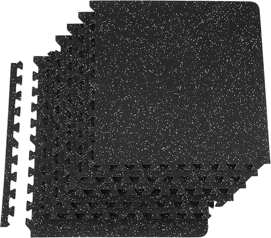 VEVOR 6PCS 0.56 inch Thick Gym Floor Mats, 25" x 25" EVA Foam & Rubber Top Interlocking Workout Floor Mats with 24 sq.ft Coverage, Waterproof Exercise Puzzle Flooring for Gym, Home, Garage, Basement