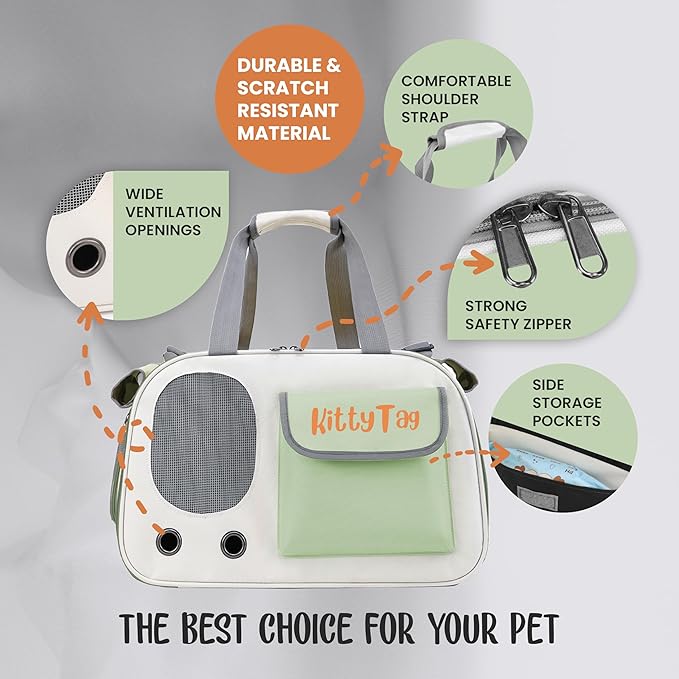 Pet Carrier, Puppy Small Dog Carrier, Cat Carrier Bag, Waterproof Premium PU Leather Carrying Handbag for Outdoor Travel Walking Hiking Shopping (Green)