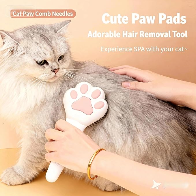 Cat Brush for Shedding, Self-Cleaning Slicker Brush for Indoor Cats, Gently Remove Loose Fur, Pet Grooming Massage Deshedding Tool, Suits Long & Short Haried Cats and Dogs