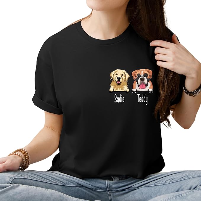 Custom Dog Mom Shirt for Women Pet Ears Sweatshirt with Name Unique Puppy Line Art Cute Dad Hoodie for DogDad Owner Lover