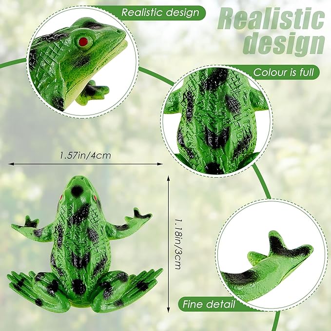 12 Pieces Plastic Frogs Toy Mini Vinyl Realistic Frog Decorations Fun Rain Forest Character Figures Lifelike Toy for Rana Crafting Party Supplies Home Decor Game