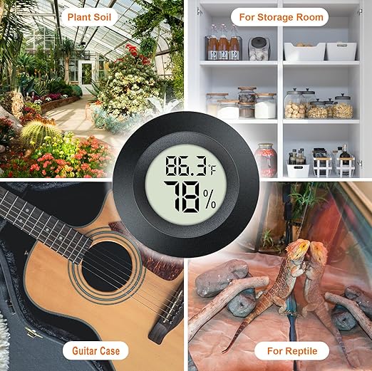 2 Pack Mini Hygrometer Thermometer Gauge Indoor/Outdoor Digital LCD Monitor Humidity Meter for Reptile Terrarium Humidor Incubators Jars Fahrenheit/Celsius(℉/℃) by DWEPTU