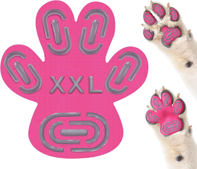 Non-Slip Dog Paw Protector Pads for Senior Dogs, Dog Paw Adhesive Pads on Hardwood Floor,Senior Pets Essentials with Strong Traction,Rubber Grippers,Pink,12 Sets 48 pc XXL