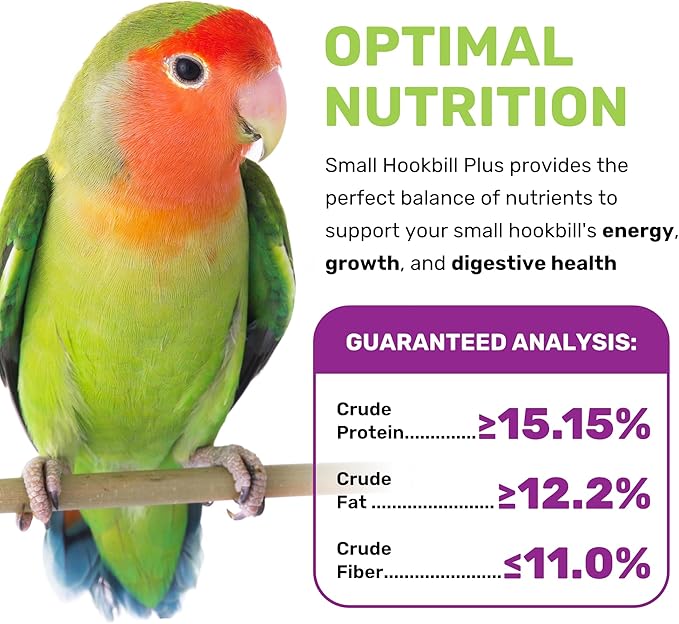 Small Hookbill Plus 5 Lbs, Bird Food for Small Hookbill, Premium Bird Seeds, Supports Growth Energy and Digestive Health, Nutrient-Rich Parrot Birdseeds with Vitamins & Minerals, Healthy Balanced Diet