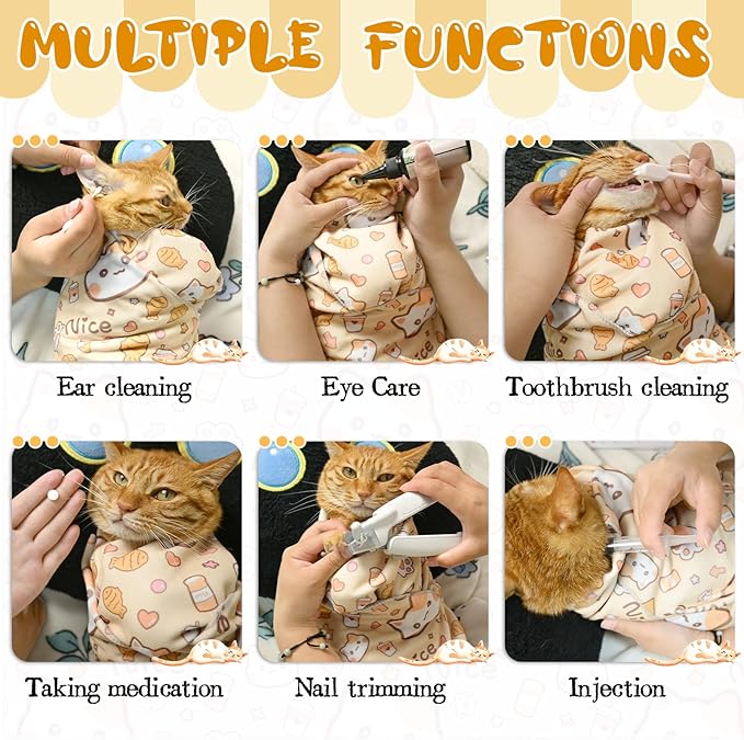 35.4" Extra Large Cat Grooming Wrap, Cat Wrap for Cutting Nails, Soft Self-Stick Anti-Scratch Anti-Escap Cat Wraps for Large Cats & Small Dogs, Ear Cleaning, Teeth Brushing Pet Tool