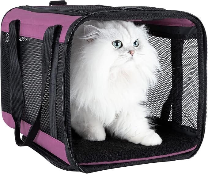 petisfam Soft Pet Carrier for Large and Medium Cats, 2 Kitties, Small Dogs. Easy to Get Cat in, Great for Cats That Don't Like Carriers (Viva Magenta)