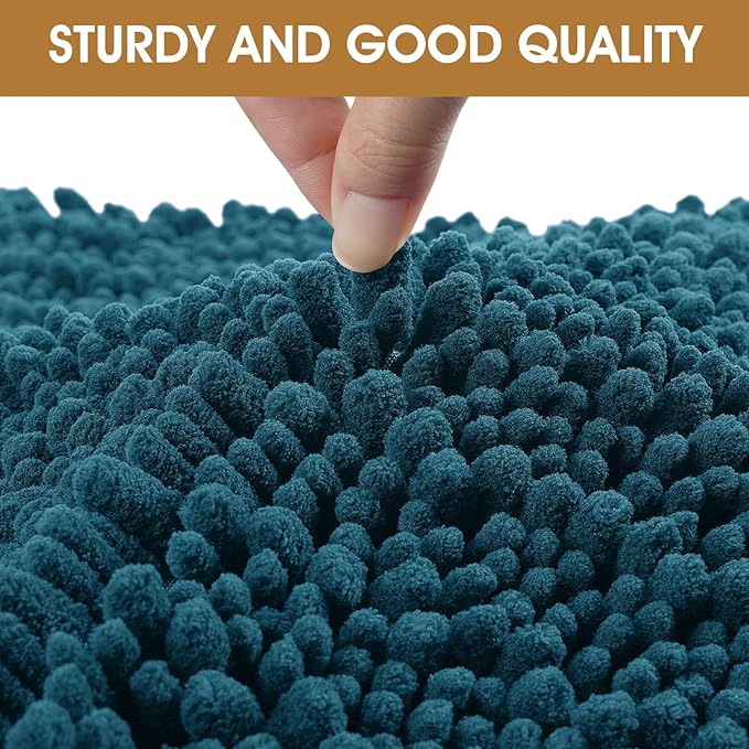 IM HOME 48" x 38" Teal Blue Dog Door Mats for Muddy Paws, Chenille Absorbent Dog Mat, Non Slip Heavy Mud Mat for Dogs, Soft Pet Bed Mat for Entryway, Mud Paws, Inside Floor