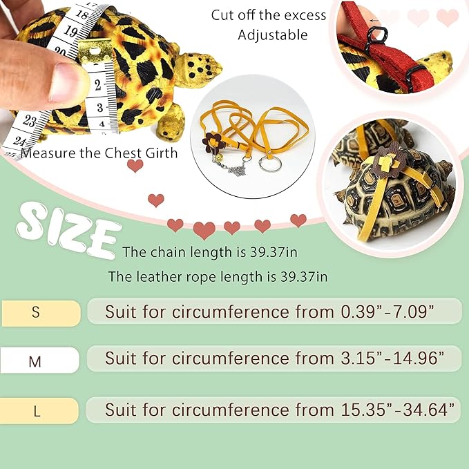 QBLEEV Adjustable Turtle Leash Harness, Pet Tortoise Walking Rope with Comfortable Fit, Outdoor Training Control Harness for Hamsters Guinea Pigs Chinchillas Ferrets