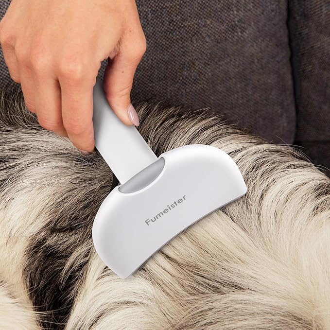Pet Undercoat Deshedding Tool for Dogs - Wide Curved Undercoat Brush for Effortless Pet Deshedding, Loose Hair Remover for Dogs & Cats (White)