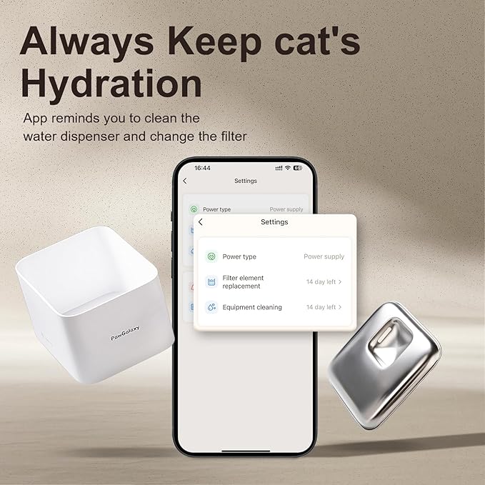 Cat Water Fountain 4L/135 oz with App-Monitoring and 3 Filters, Cordless Stainless Steel Pet Fountain, Dogs & Cats Indoor Dispenser Plug-in with Motion Sensor, Ultra-Silent Pump BPA-Free