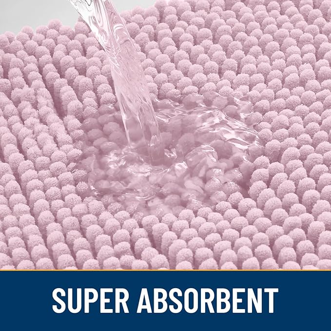 Smiry Dog Door Mat for Muddy Paws 30x20, Absorbs Moisture and Dirt Doormat, Non-Slip Washable Quick Dry Chenille Front Door Mat Indoor Entrance, Entryway Carpet for Inside Floor, Dusty Rose