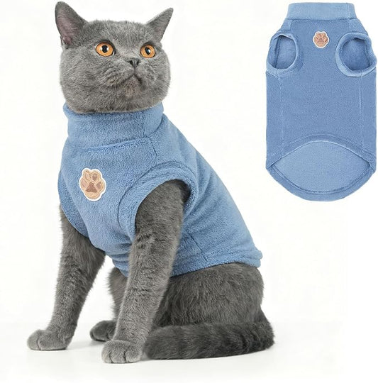 BEAUTYZOO Cat Sweater Turtleneck - Soft Fleece Cat Sweaters for Cats Only Warm Kitten Clothes, Fall Winter Pet Coat Pullover Sweatshirt Clothing Also for Puppy Small Dogs Sphynx Hairless Cats