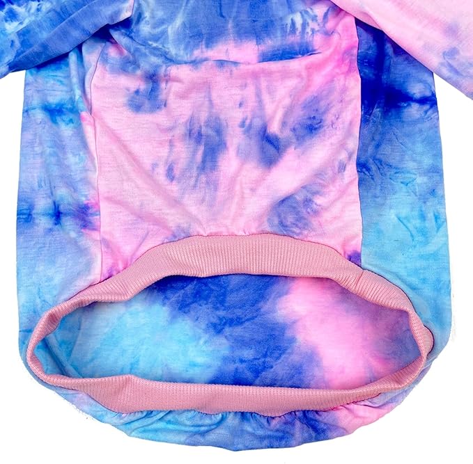 D.E.E Cotton Dog Shirts Large Tie Dye Dog Clothes Lightweight Girl Boy Big (Pink, L(17.7" Back 24.8" Chest))