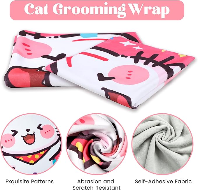 35.4" Cat Wrap for Cutting Nails, Cat Restraint for Nail Clipping, Cat Swaddle Wrap for Adult Cats, Cat Burrito Wrap Can Be Applied to Cat Nail Trimming, XX-Large, Within 22lbs