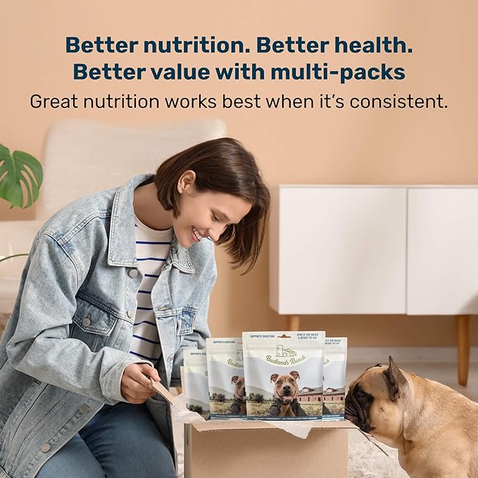 BADLANDS RANCH by Katherine Heigl- Superfood Complete, Air-Dried Adult Dog Food - High Protein, Zero Fillers, Superfood Nutrition (64 Ounce (Pack of 4), Chicken)