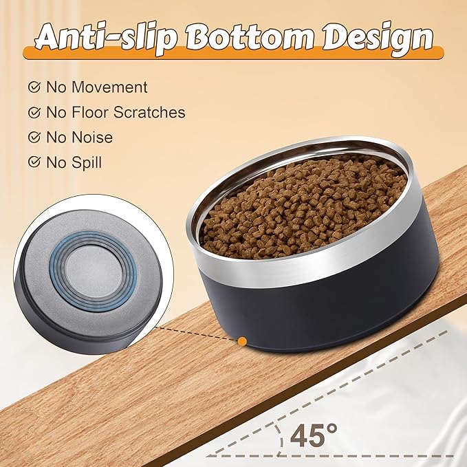 UPSKY Elevated Dog Bowls – 27oz Stainless Steel Anti-Spill Set with Wooden Stand, Double Raised Bowls for Small/Medium Dogs to Reduce Neck Strain & Improve Digestion