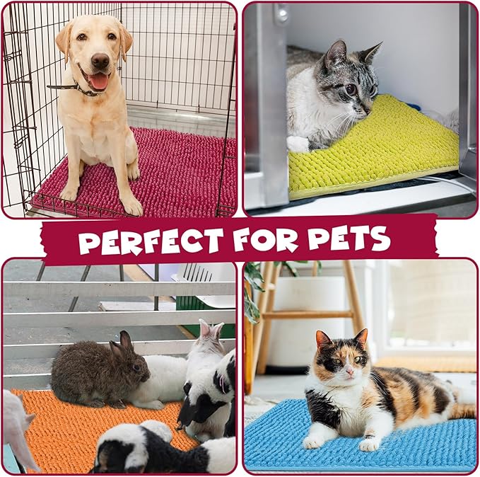 Barydat 8 Pcs Guinea Pig Cage Liner for Guinea Pig Cage Bedding Reusable Rabbit Mat Pad Washable Training Pad Animal Sleeping Bedding Mat(24x16'',Champagne, Lake Blue, Dark Purple, Grass Green)