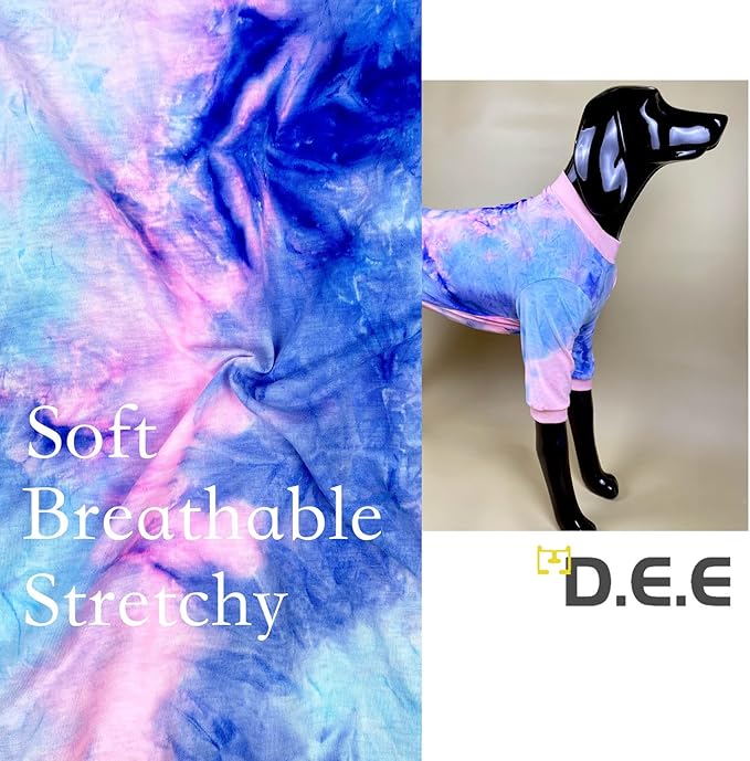 D.E.E Cotton Dog Shirts Large Tie Dye Dog Clothes Lightweight Girl Boy Big (Pink, S)