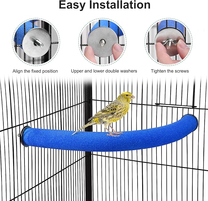 U Shape Parrot Perch Stand Toy Bird Platform Sand Paw Grinding Clean Stick Exercise Conure Budgie Cockatiel Cage Accessories (Blue-Corner)