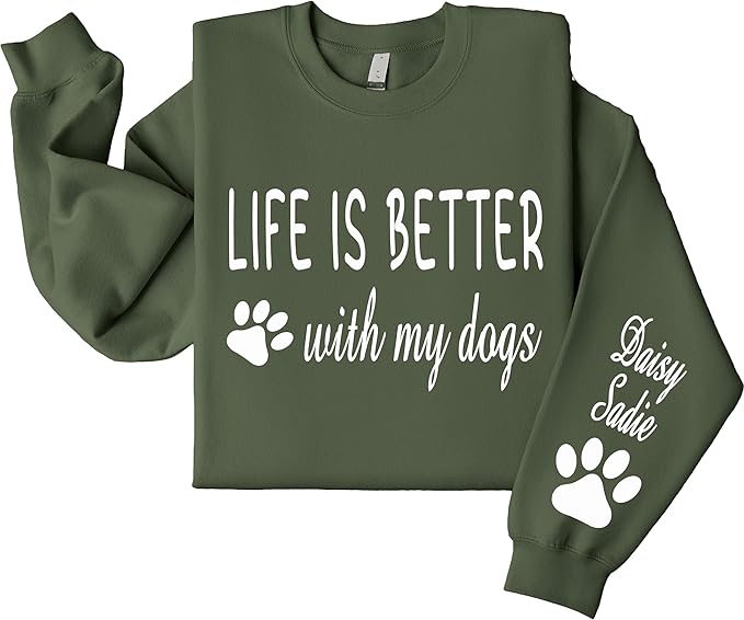 Custom Dog Mom Shirt for Women Pet Ears Sweatshirt with Name Unique Puppy Line Art Cute Dad Hoodie for DogDad Owner Lover