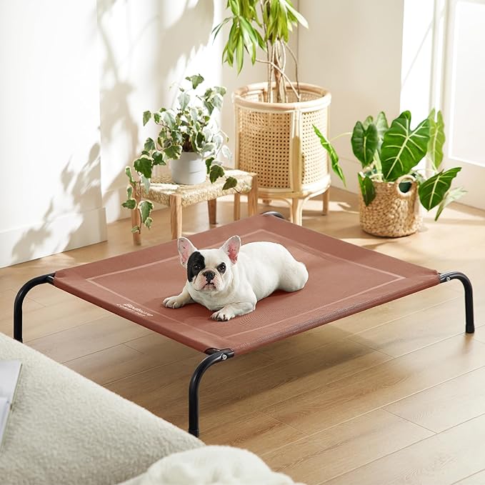 Bedsure Outdoor Elevated Dog Bed Medium Size Dog, Portable Indoor & Outdoor Cooling Raised Cot Pet Hammock Bed with Skid-Resistant Feet, Frame with Breathable Mesh, Terracotta, 43 inches