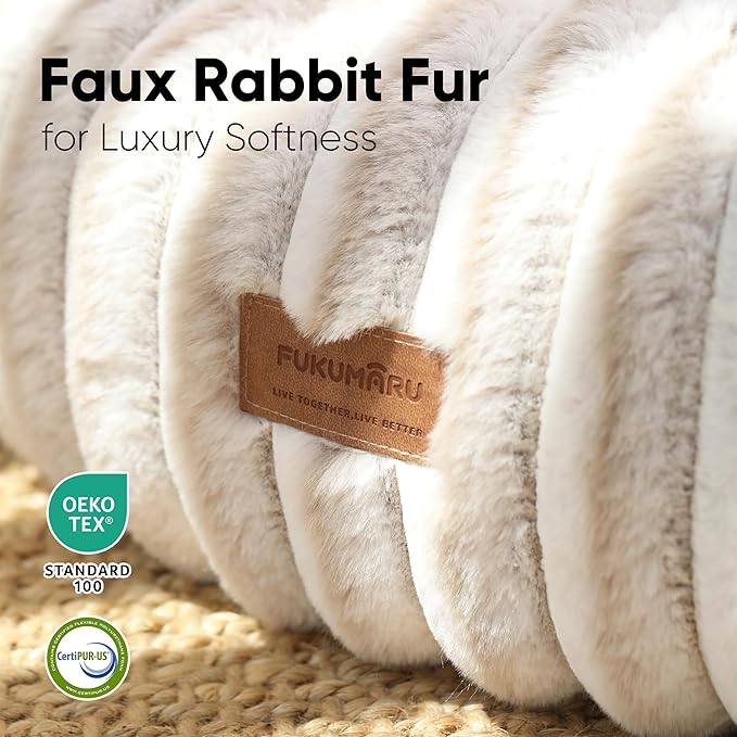 FUKUMARU Dog Bed, Calming Donut Dog Beds for Anxious Dogs, Modern Aesthetic Cat Bed with Gradient Print, Cute Round Pet Beds with Washable Cover, Orthopedic Puppy Bed, Camel, Medium, 30 inches