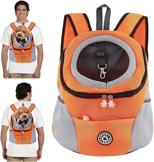 Pet Carrier Backpack,Breathable Dog Backpack Carrier with Adjustable Straps,Side Storage Pockets,Dog Head-Out Backpacks with Safety Belt,Puppy Front and Back Carriers for Small Dogs Cats