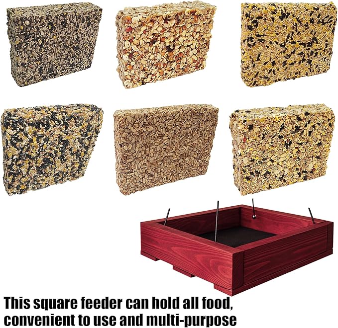 Platform feeders,Wooden Hanging Bird Feeder,Seed Feeder,Bird feeders for Outdoors,Wildlife Birds Feeders