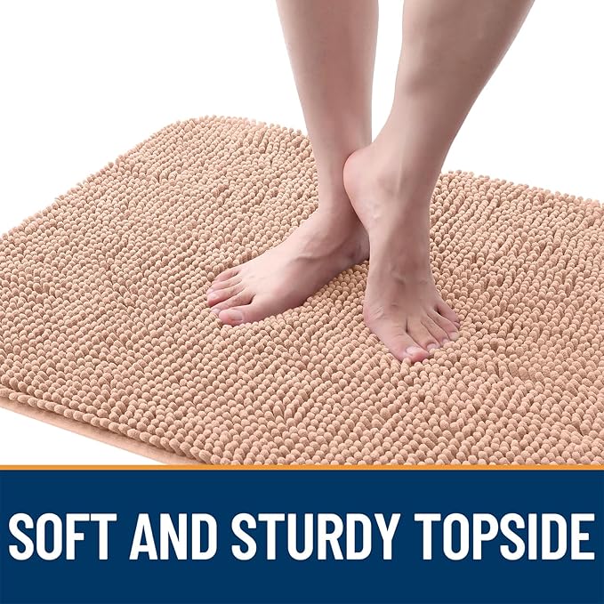 OLANLY Dog Door Mat for Muddy Paws 36x24, Absorbs Moisture and Dirt, Absorbent Non-Slip Washable Doormat, Quick Dry Chenille Mud Mat for Dogs, Entry Indoor Entryway Carpet for Inside Floor, Peach