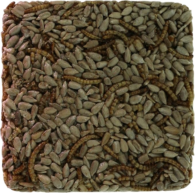 Wild Bird Mealworms & Sunflower Seeds Suet Cakes, High Protein Feed, Pack of 6, Size 4.5"x4.5"x1.0" Poultry Feed, Cattle Feed (4.5"x4.5"x1.0", Mealworms & Sunflower Seeds)