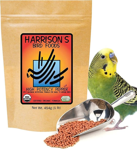 Harrison's Bird Foods High Potency Pepper—Maximum Nutritional Formula for Small to Medium Birds, Certified Organic Non-GMO Pet Bird Food, Vet-Developed, Suitable for All Life Stages, 454 g/ 1 lb