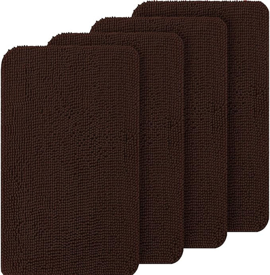 OLANLY Dog Door Mat Set 4-Piece 30x20, Absorbs Moisture and Dirt, Absorbent Non-Slip Washable Doormat, Quick Dry Chenille Mud Mat for Dogs, Entry Indoor Entryway Carpet for Inside Floor, Brown
