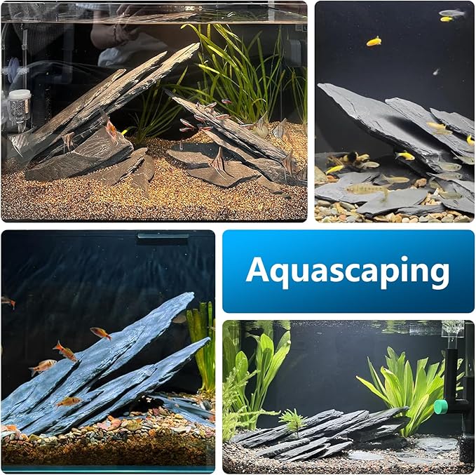 Natural Slate Rock 5lb Reptile Basking Stone Fish Tank Rocks for Aquarium Landscaping, Tank Decoration, Fairy Gardens,Reptile & Amphibian Enclosures 3 to 8 Inches