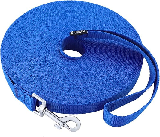 Dog/Puppy Obedience Recall Training Agility Lead - 15ft 20ft 30ft 40ft 50ft Training Leash - Great for Play, Camping, or Backyard - Blue 15ft (15Feet, Blue)