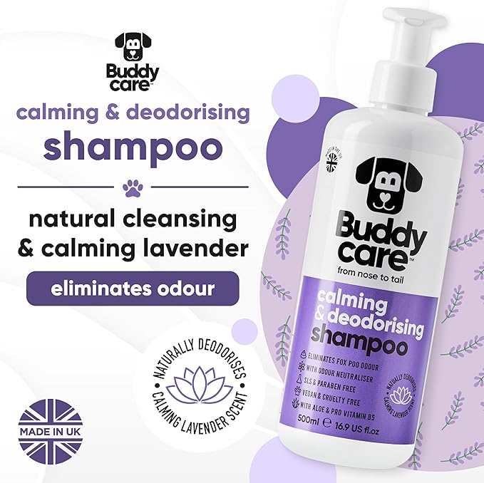 Calming & Deodorising Dog Shampoo by Buddycare | Lavender Scented | with Aloe Vera and Pro Vitamin B5 (50.72oz)