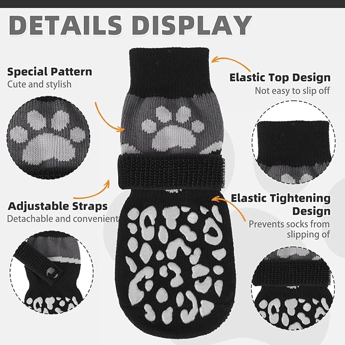 KOOLTAIL Dog Socks for Hot/Cold Pavement to Prevent Licking Paws Scratching,Anti Slip Pet Boots&Paw Protector for Hardwood Floors,Traction Control Grip Booties for Small Medium Large Senior Dogs S