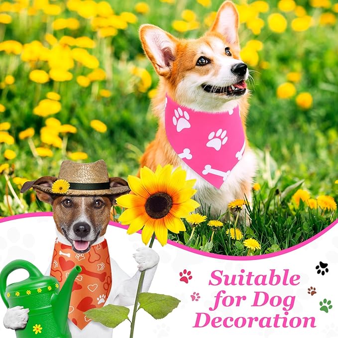 Abbylike 200 Pcs Paw Print Dog Bandanas Bulk Soft Triangle Scarves for Pets Party Costume Doggie Walking Photo Props Bibs for Pets Shops Grooming Groomers Adoption Events Halloween Party Gifts
